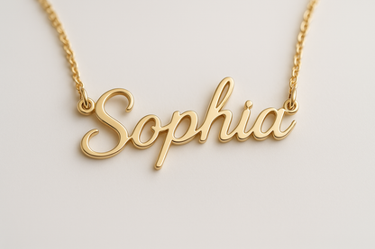 gold name necklace women